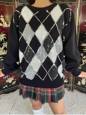 1980s sequined preppy sweater